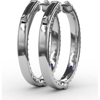 Knife Edge Hoop Earrings with Pavé Set Round Diamonds by Fana - 1.24 Carat Total Diamond Weight