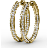Knife Edge Hoop Earrings with Pavé Set Round Diamonds by Fana - 1.24 Carat Total Diamond Weight