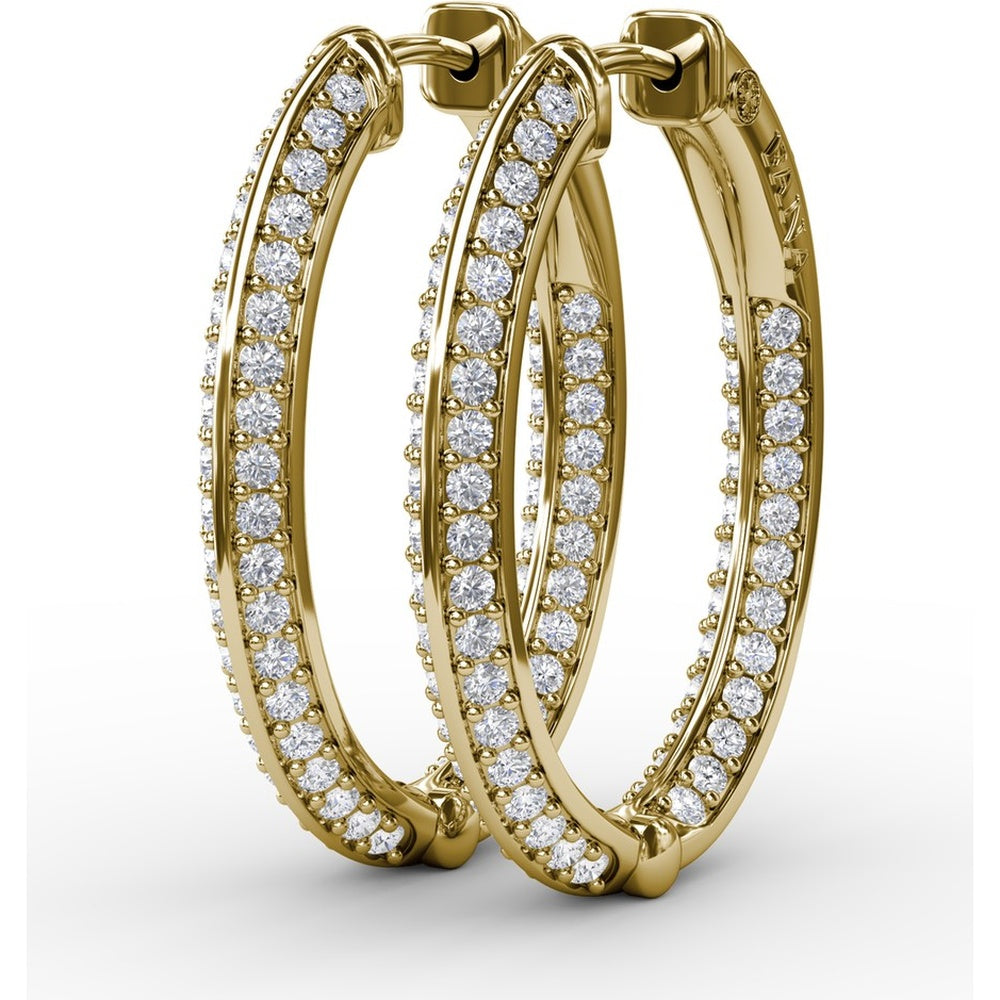 Knife Edge Hoop Earrings with Pavé Set Round Diamonds by Fana - 1.24 Carat Total Diamond Weight