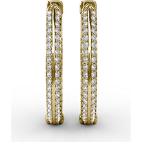 Knife Edge Hoop Earrings with Pavé Set Round Diamonds by Fana - 1.24 Carat Total Diamond Weight