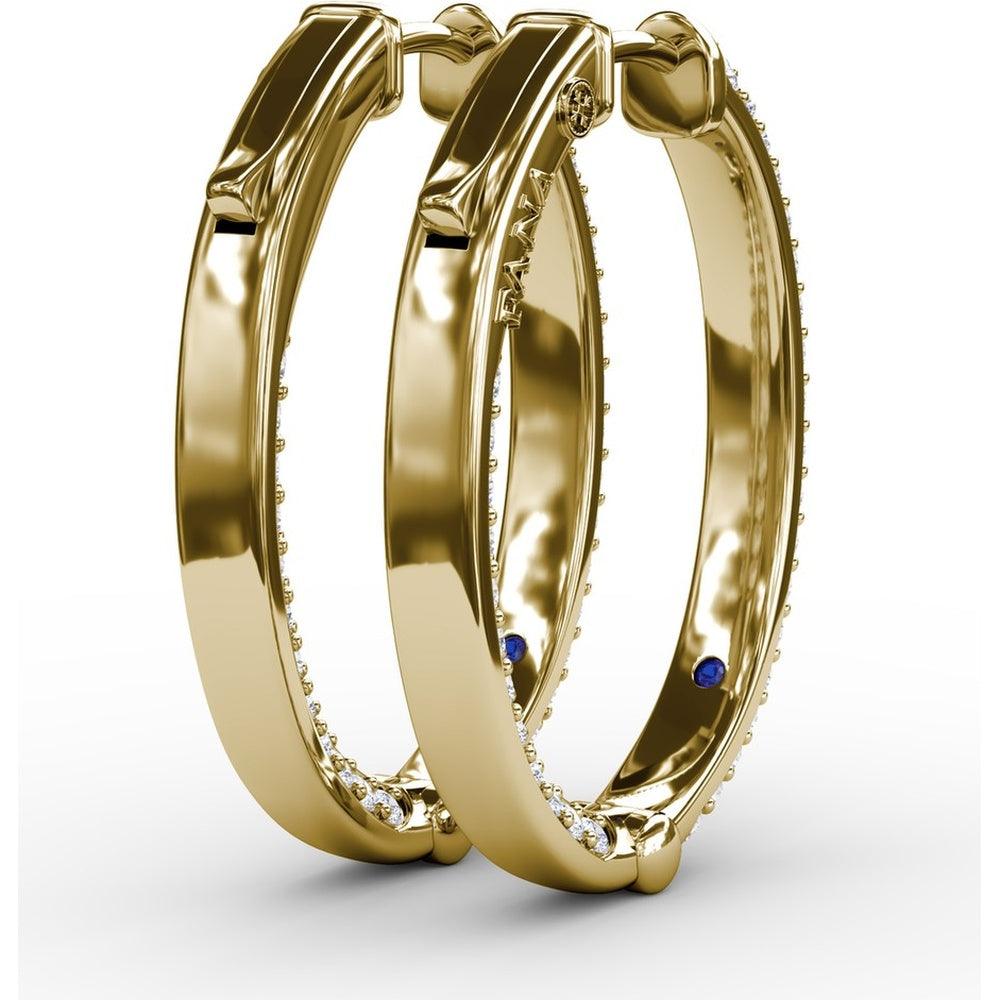 Knife Edge Hoop Earrings with Pavé Set Round Diamonds by Fana - 1.24 Carat Total Diamond Weight