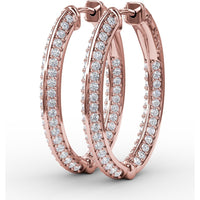 Knife Edge Hoop Earrings with Pavé Set Round Diamonds by Fana - 1.24 Carat Total Diamond Weight