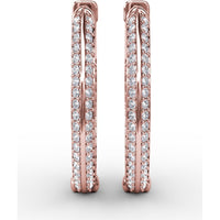 Knife Edge Hoop Earrings with Pavé Set Round Diamonds by Fana - 1.24 Carat Total Diamond Weight