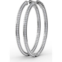 Knife Edge Hoop Earrings with Pavé Set Round Diamonds by Fana - 2.72 Carat Total Diamond Weight
