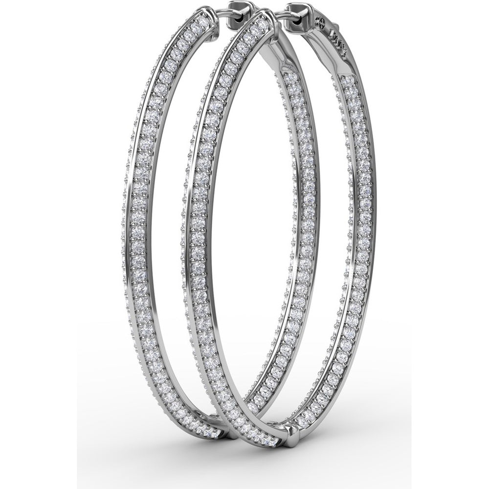 Knife Edge Hoop Earrings with Pavé Set Round Diamonds by Fana - 2.72 Carat Total Diamond Weight