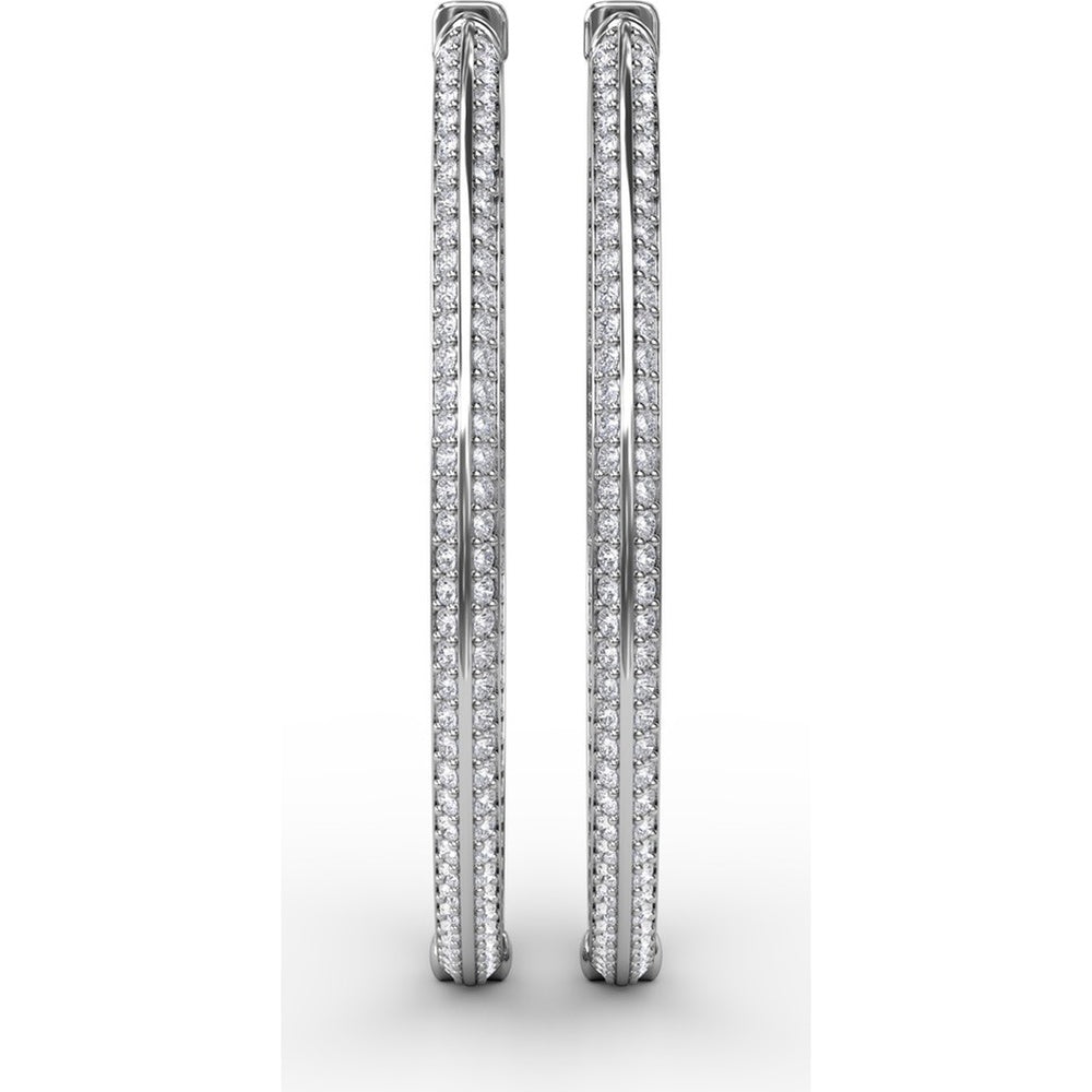 Knife Edge Hoop Earrings with Pavé Set Round Diamonds by Fana - 2.72 Carat Total Diamond Weight