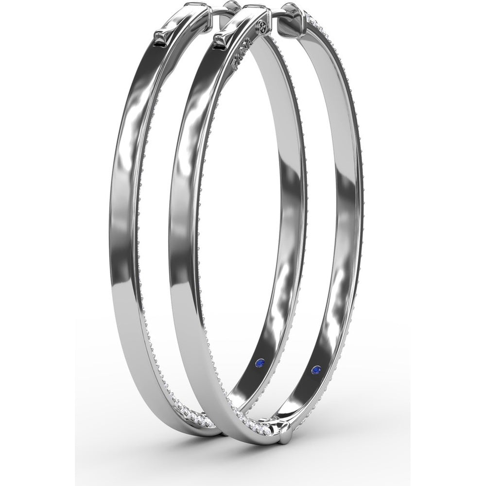 Knife Edge Hoop Earrings with Pavé Set Round Diamonds by Fana - 2.72 Carat Total Diamond Weight