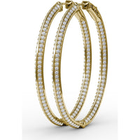 Knife Edge Hoop Earrings with Pavé Set Round Diamonds by Fana - 2.72 Carat Total Diamond Weight