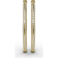 Knife Edge Hoop Earrings with Pavé Set Round Diamonds by Fana - 2.72 Carat Total Diamond Weight