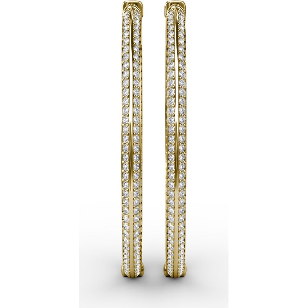 Knife Edge Hoop Earrings with Pavé Set Round Diamonds by Fana - 2.72 Carat Total Diamond Weight