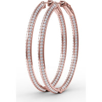 Knife Edge Hoop Earrings with Pavé Set Round Diamonds by Fana - 2.72 Carat Total Diamond Weight