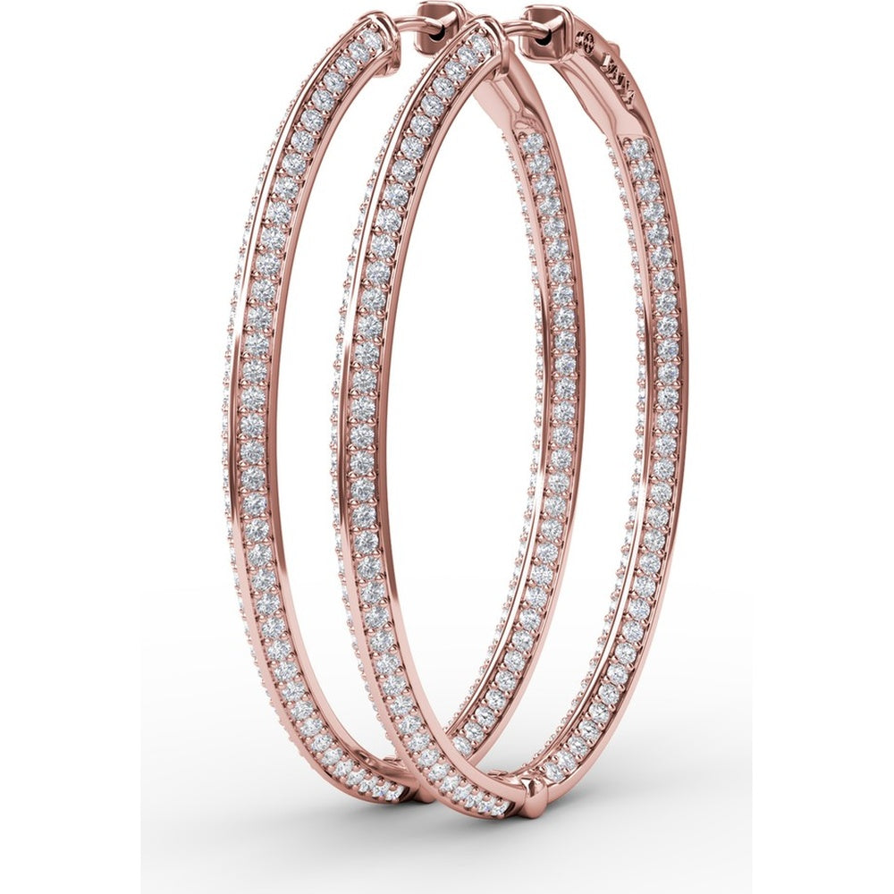 Knife Edge Hoop Earrings with Pavé Set Round Diamonds by Fana - 2.72 Carat Total Diamond Weight
