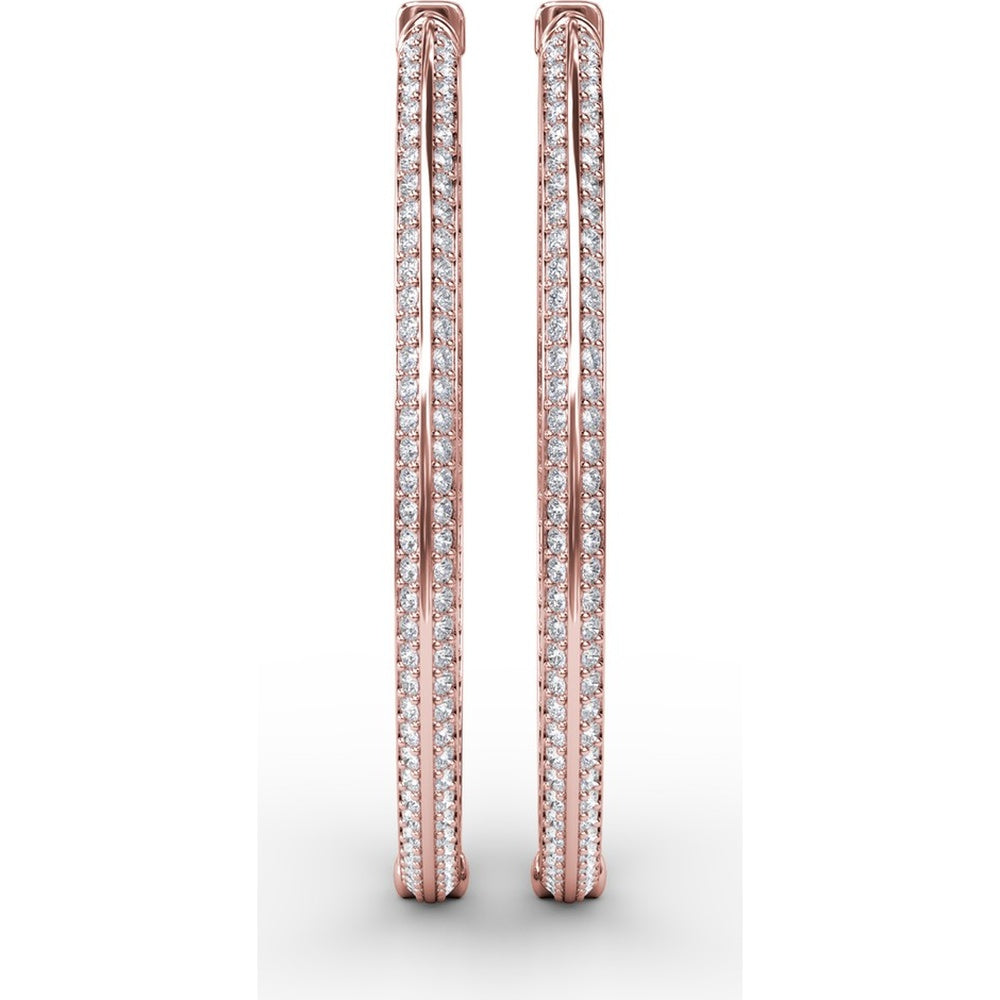 Knife Edge Hoop Earrings with Pavé Set Round Diamonds by Fana - 2.72 Carat Total Diamond Weight