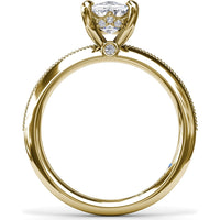 Knife-Edge Solitaire Engagement Ring Setting with Hidden Halo and Milgrain Detail by Fana - 0.07 Carat Total Diamond Weight
