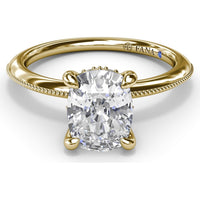 Knife-Edge Solitaire Engagement Ring Setting with Hidden Halo and Milgrain Detail by Fana - 0.07 Carat Total Diamond Weight