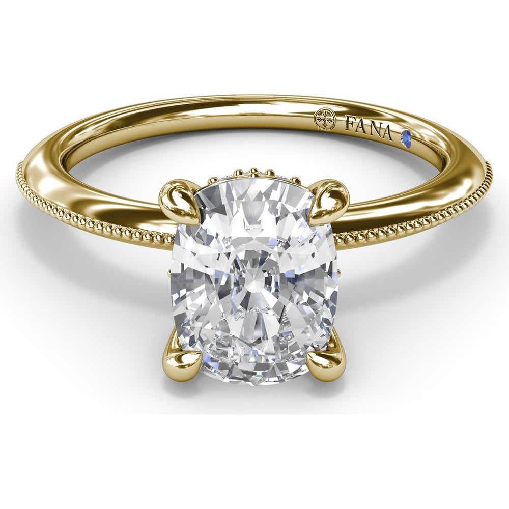 Knife-Edge Solitaire Engagement Ring Setting with Hidden Halo and Milgrain Detail by Fana - 0.07 Carat Total Diamond Weight