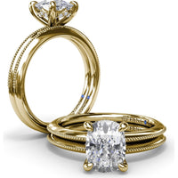 Knife-Edge Solitaire Engagement Ring Setting with Hidden Halo and Milgrain Detail by Fana - 0.07 Carat Total Diamond Weight