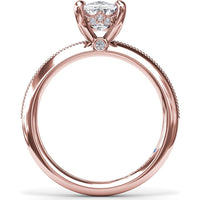 Knife-Edge Solitaire Engagement Ring Setting with Hidden Halo and Milgrain Detail by Fana - 0.07 Carat Total Diamond Weight