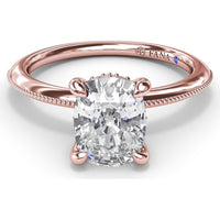 Knife-Edge Solitaire Engagement Ring Setting with Hidden Halo and Milgrain Detail by Fana - 0.07 Carat Total Diamond Weight
