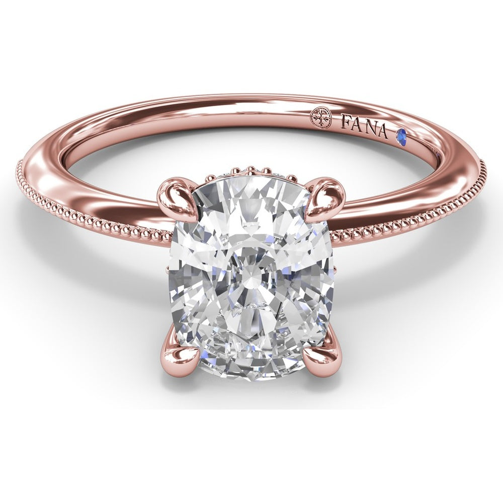 Knife-Edge Solitaire Engagement Ring Setting with Hidden Halo and Milgrain Detail by Fana - 0.07 Carat Total Diamond Weight