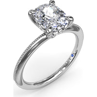Knife-Edge Solitaire Engagement Ring Setting with Hidden Halo and Milgrain Detail by Fana - 0.07 Carat Total Diamond Weight