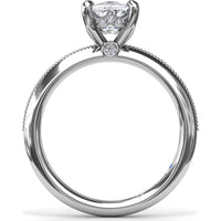 Knife-Edge Solitaire Engagement Ring Setting with Hidden Halo and Milgrain Detail by Fana - 0.07 Carat Total Diamond Weight