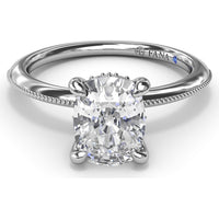 Knife-Edge Solitaire Engagement Ring Setting with Hidden Halo and Milgrain Detail by Fana - 0.07 Carat Total Diamond Weight