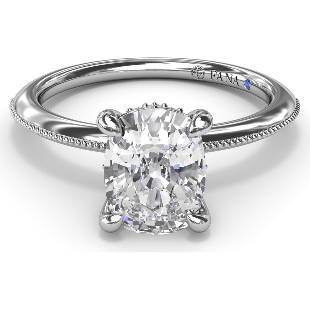 Knife-Edge Solitaire Engagement Ring Setting with Hidden Halo and Milgrain Detail by Fana - 0.07 Carat Total Diamond Weight