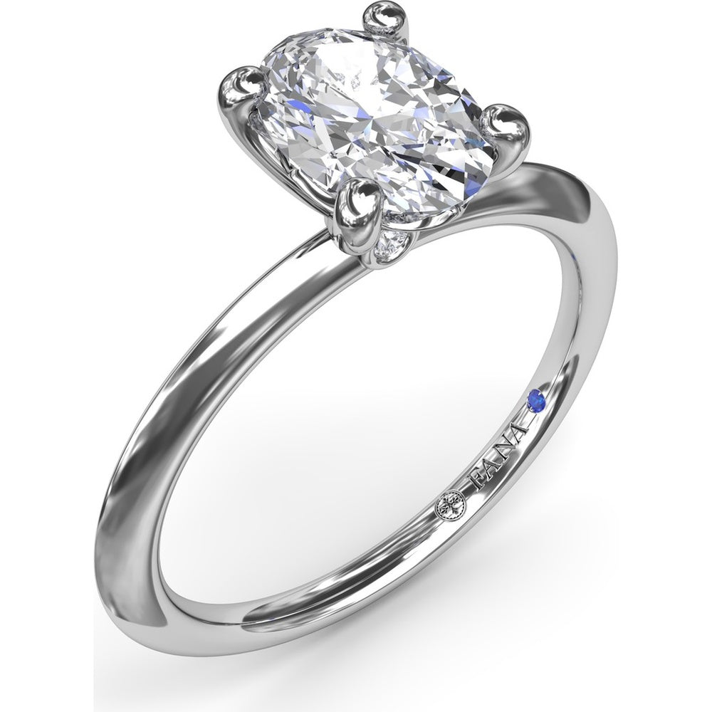 Knife-Edge Solitaire Engagement Ring Setting with Hidden Pavé Accent by Fana