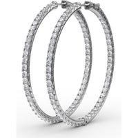 Large Hoop Earrings with Pavé-Set Round Diamonds by Fana - 4.32 Carat Total Diamond Weight