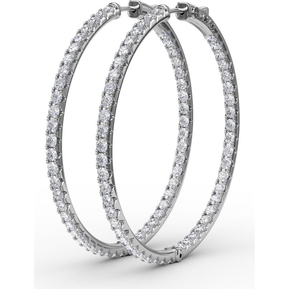 Large Hoop Earrings with Pavé-Set Round Diamonds by Fana - 4.32 Carat Total Diamond Weight