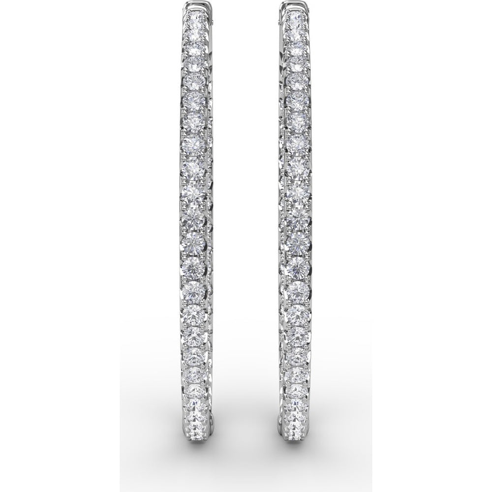 Large Hoop Earrings with Pavé-Set Round Diamonds by Fana - 4.32 Carat Total Diamond Weight