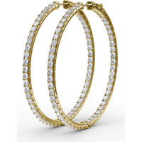 Large Hoop Earrings with Pavé-Set Round Diamonds by Fana - 4.32 Carat Total Diamond Weight