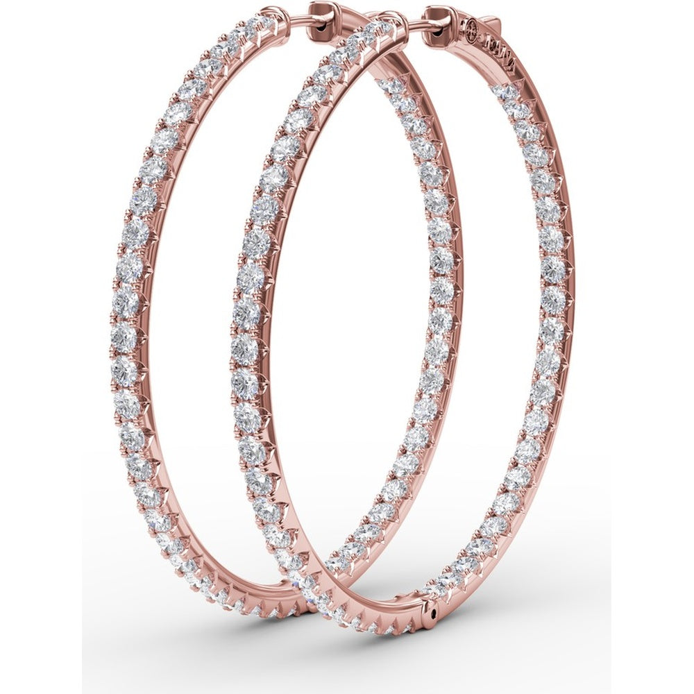 Large Hoop Earrings with Pavé-Set Round Diamonds by Fana - 4.32 Carat Total Diamond Weight