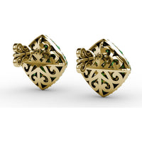 Large Round Pavé Emerald and Diamond Stud Earrings by Fana - 2.46 Carat Total Gemstone Weight