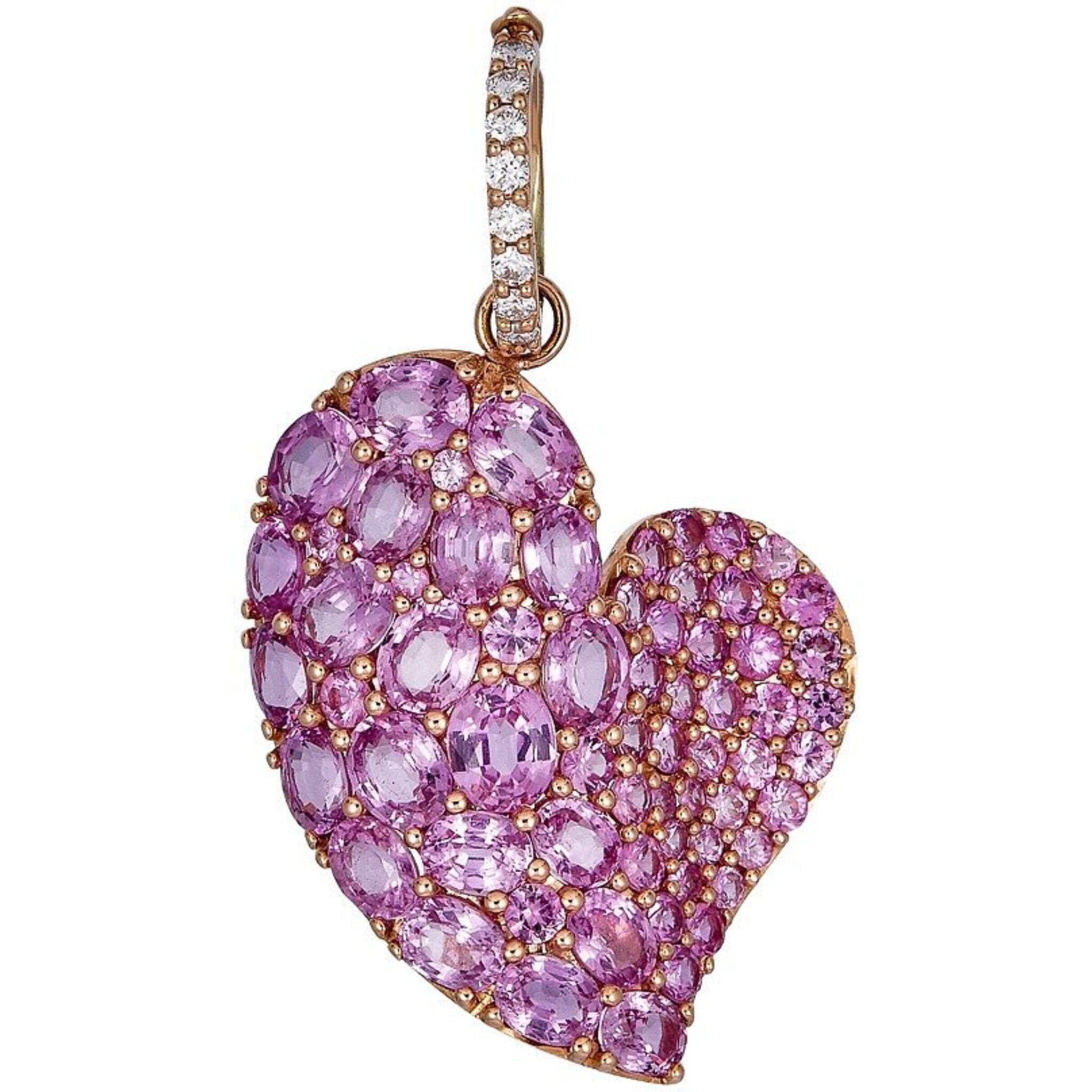 14k White Gold 1.65ct Diamond & Pink Sapphire Heart Pendant ADP200141