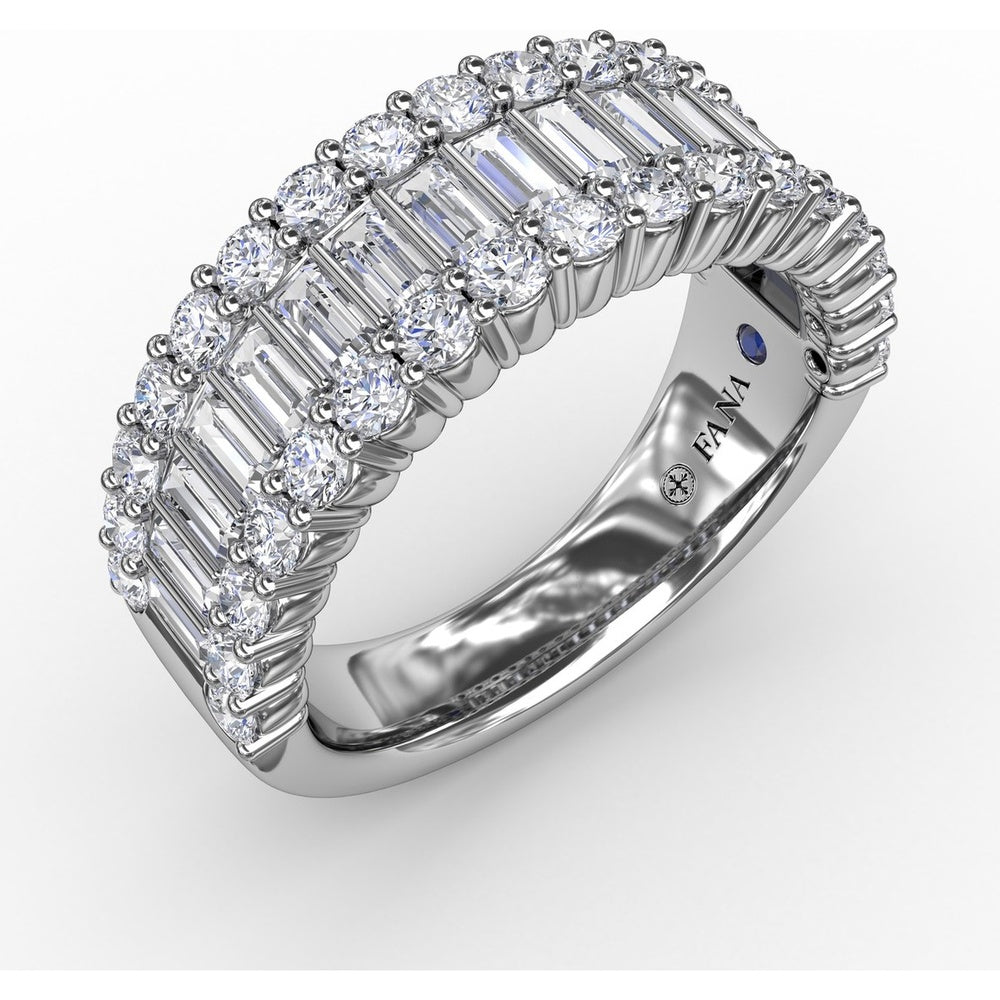 Layered Baguette and Round Diamond Band by Fana - 2.13 Carat Total Diamond Weight
