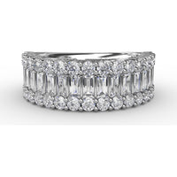 Layered Baguette and Round Diamond Band by Fana - 2.13 Carat Total Diamond Weight