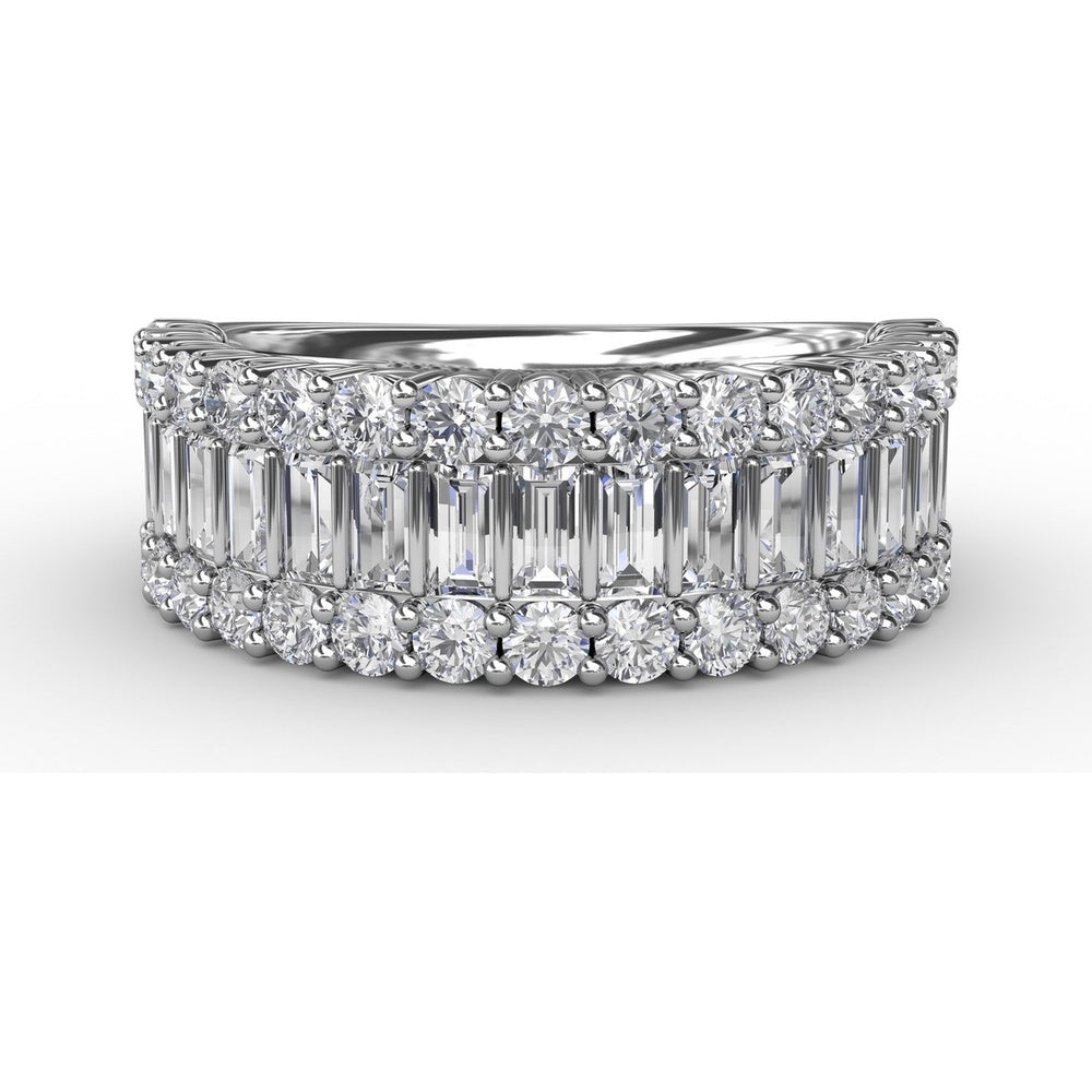 Layered Baguette and Round Diamond Band by Fana - 2.13 Carat Total Diamond Weight