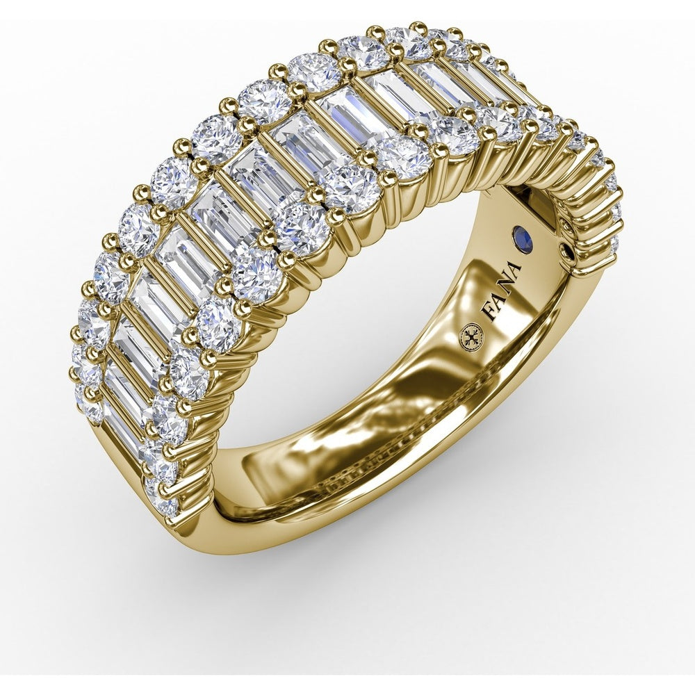 Layered Baguette and Round Diamond Band by Fana - 2.13 Carat Total Diamond Weight