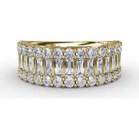 Layered Baguette and Round Diamond Band by Fana - 2.13 Carat Total Diamond Weight
