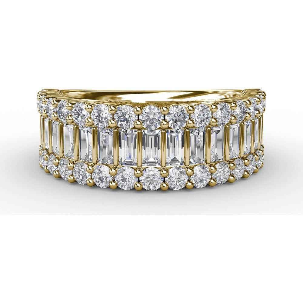 Layered Baguette and Round Diamond Band by Fana - 2.13 Carat Total Diamond Weight