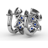 Leaf Motif Dangle Earrings with Pavé Diamonds and Mixed Shape Sapphires by Fana - 1.17 Carat Total Gemstone Weight