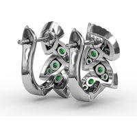 Leaf Motif Dangle Earrings with Pavé Diamonds and Round Emeralds by Fana - 1.07 Carat Total Gemstone Weight