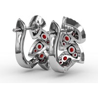 Leaf Motif Drop Earrings with Pavé Diamonds and Mixed-Cut Rubies by Fana - 1.17 Carat Total Gemstone Weight