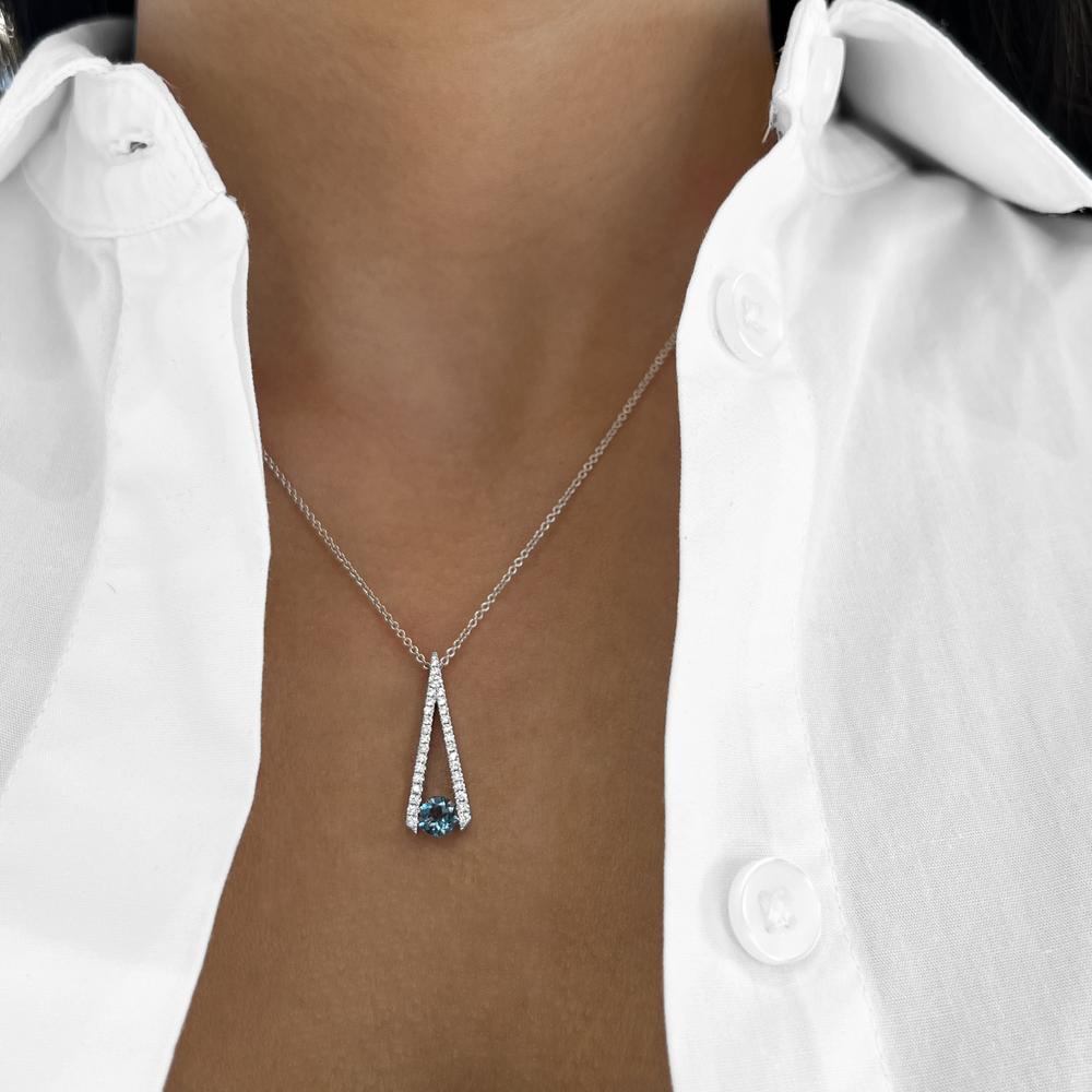 London Blue Topaz and Diamond Omakase Necklace in 18K White Gold by Charles Krypell