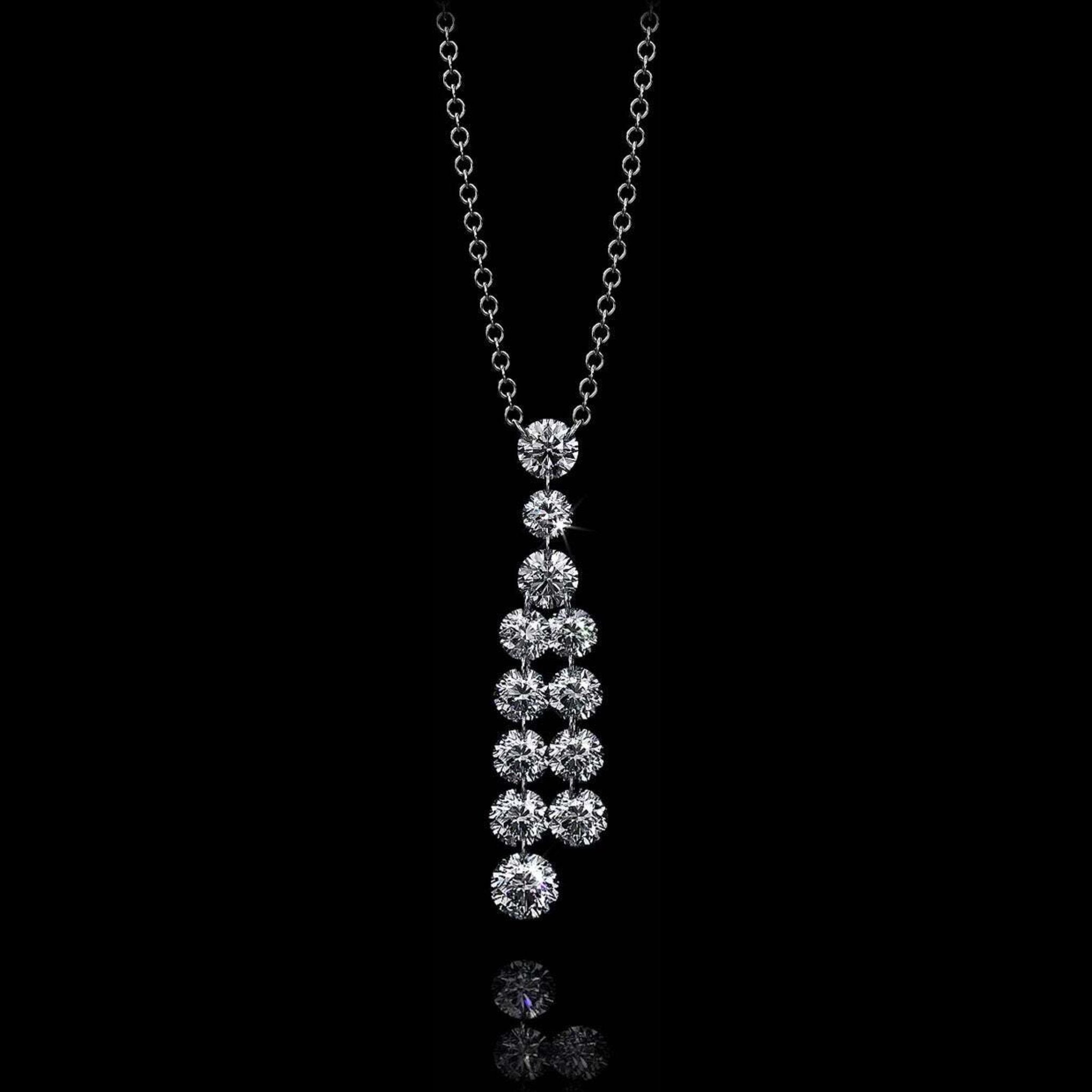 Aresa New York - Lorde Tassel Necklaces - 18K White Gold with 1.60 cts. of Diamonds