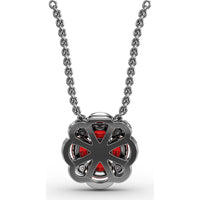 Love in Bloom Pendant with Round Ruby Cluster and Pavé Diamond Halo by Fana - 1.25 Carat Total Gemstone Weight