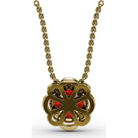 Love in Bloom Pendant with Round Ruby Cluster and Pavé Diamond Halo by Fana - 1.25 Carat Total Gemstone Weight