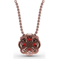 Love in Bloom Pendant with Round Ruby Cluster and Pavé Diamond Halo by Fana - 1.25 Carat Total Gemstone Weight